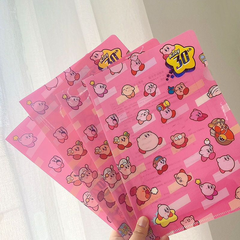Kirby A4 Pockets Waterproof PVC Folder | Clear Anime Folders | Student Kirby Gift 