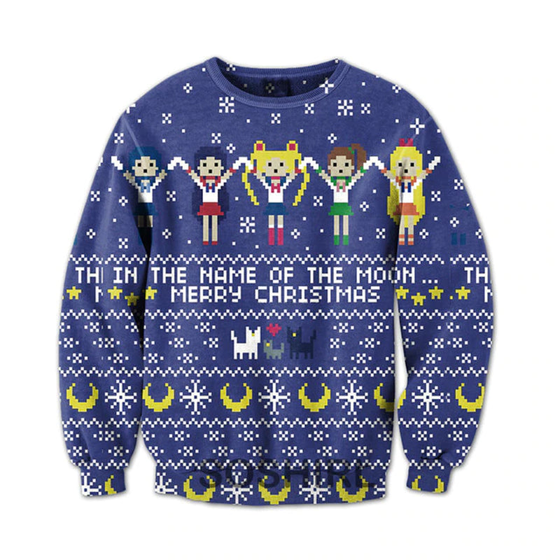 Sailor Senshi  Xmas Sweatshirt  | Sailor Moon Sweatshirt | Ugly christmas Sweatshirt | Ugly Christmas sweatshirt |  Anime Streetwear | Sailor Moon gift | Moonie Gift 