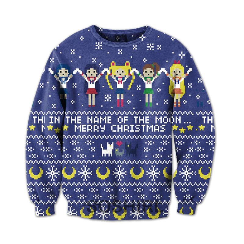 Sailor Senshi  Xmas Sweatshirt  | Sailor Moon Sweatshirt | Ugly christmas Sweatshirt | Ugly Christmas sweatshirt |  Anime Streetwear | Sailor Moon gift | Moonie Gift 