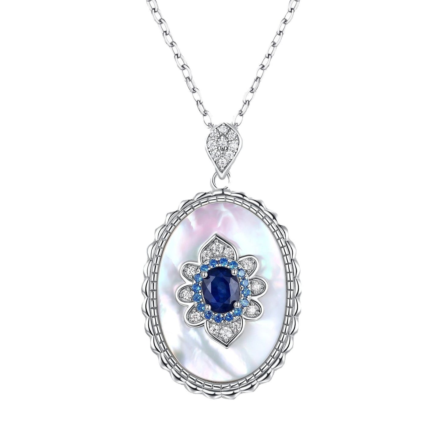Sapphire Diamond Pendant 925 Sterling Silver Party Wedding Pendants Chain Necklace For Women Charm Jewelry