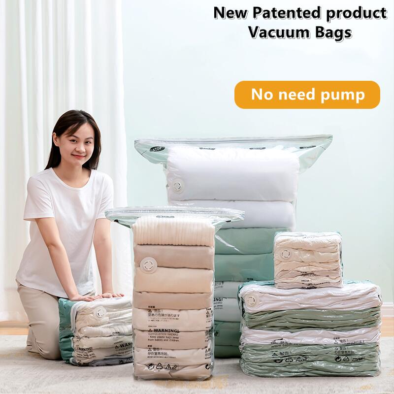 No Need Pump Vacuum Bags for Storing Clothes| Blankets Compression | Travel Accessories (1Pc)