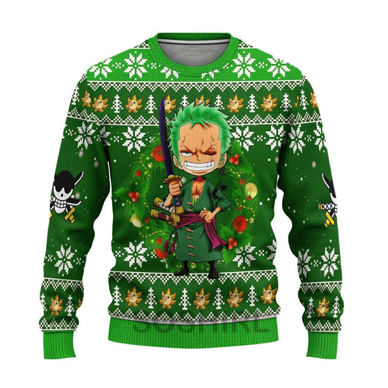 Zoro One Piece Merch Ugly Christmas Sweatshirt One Piece Merch