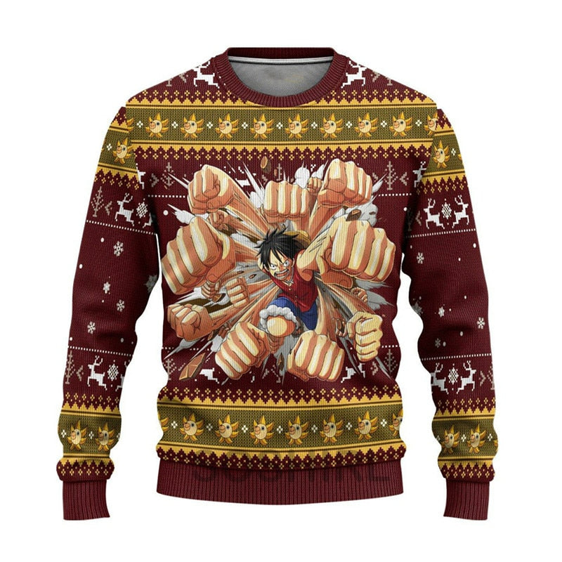 Luffy sweater Ugly Christmas Sweatshirt One Piece Merch