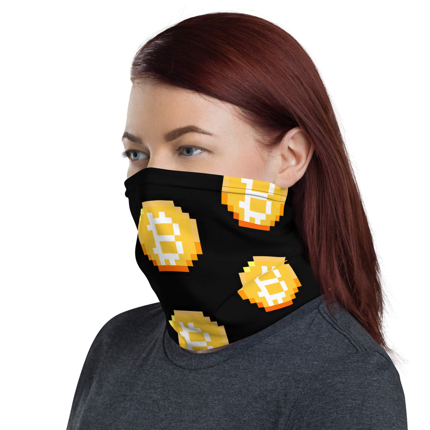  Bitcoin Pixel Art Neck Gaiter Face Mask  | Pizza Agent