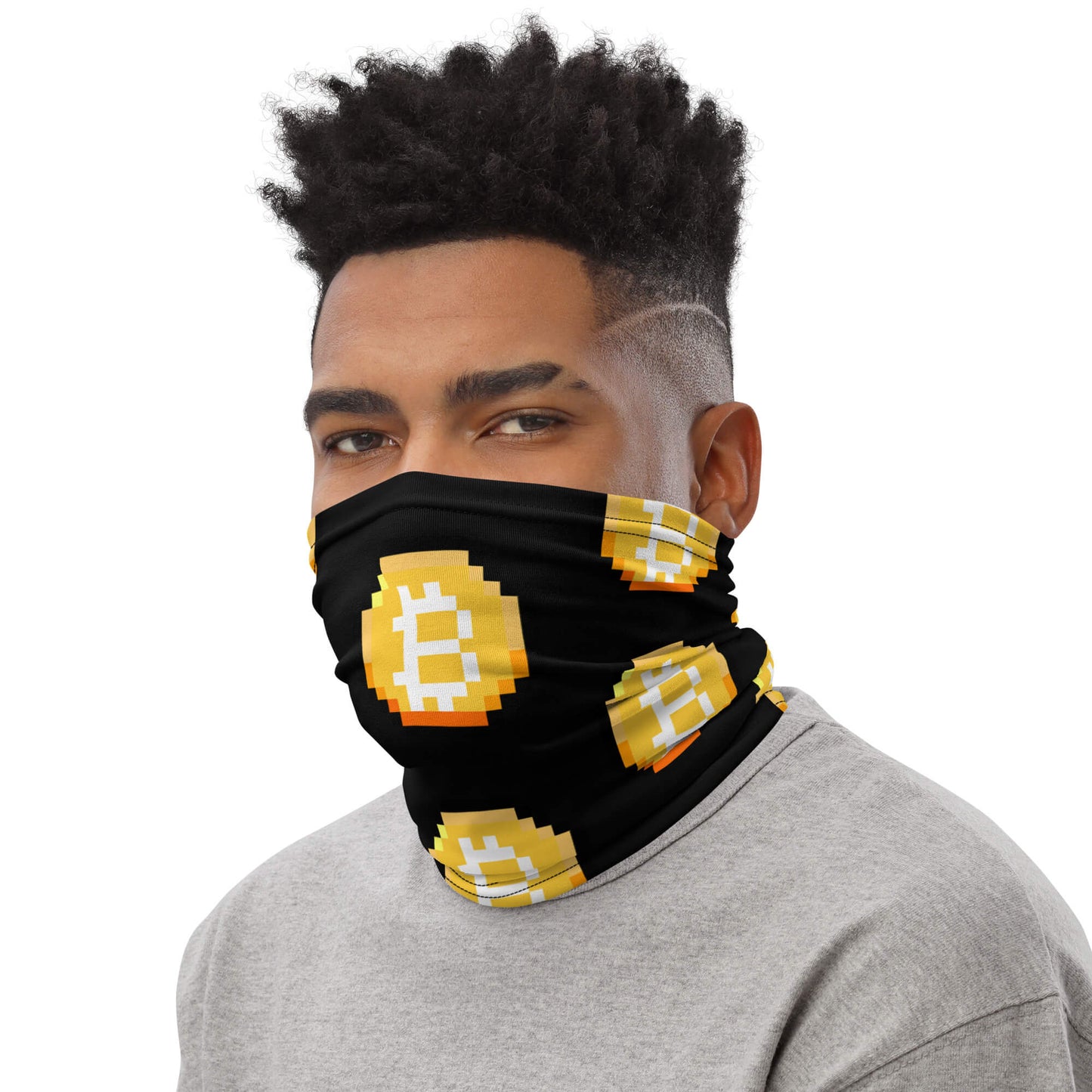  Bitcoin Pixel Art Neck Gaiter Face Mask  | Pizza Agent