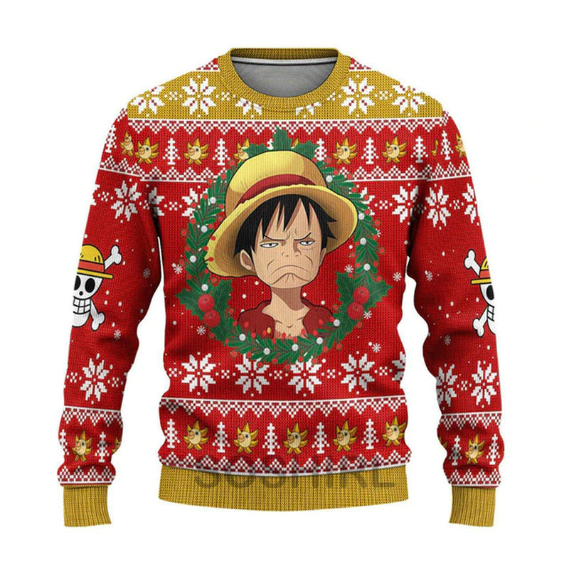 Luffy Sweater Ugly christmas sweatshirt | Pizza Agent
