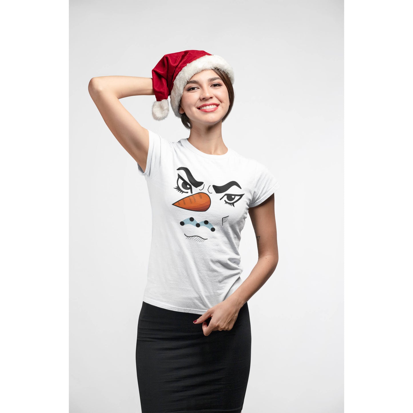 Dio Snowman Face T-Shirt mit V-Ausschnitt für Frauen