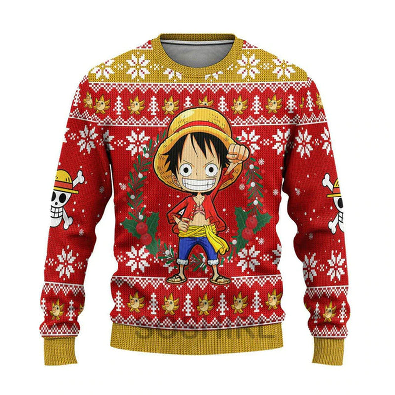 Luffy Sweater Ugly christmas sweatshirt | Pizza Agent