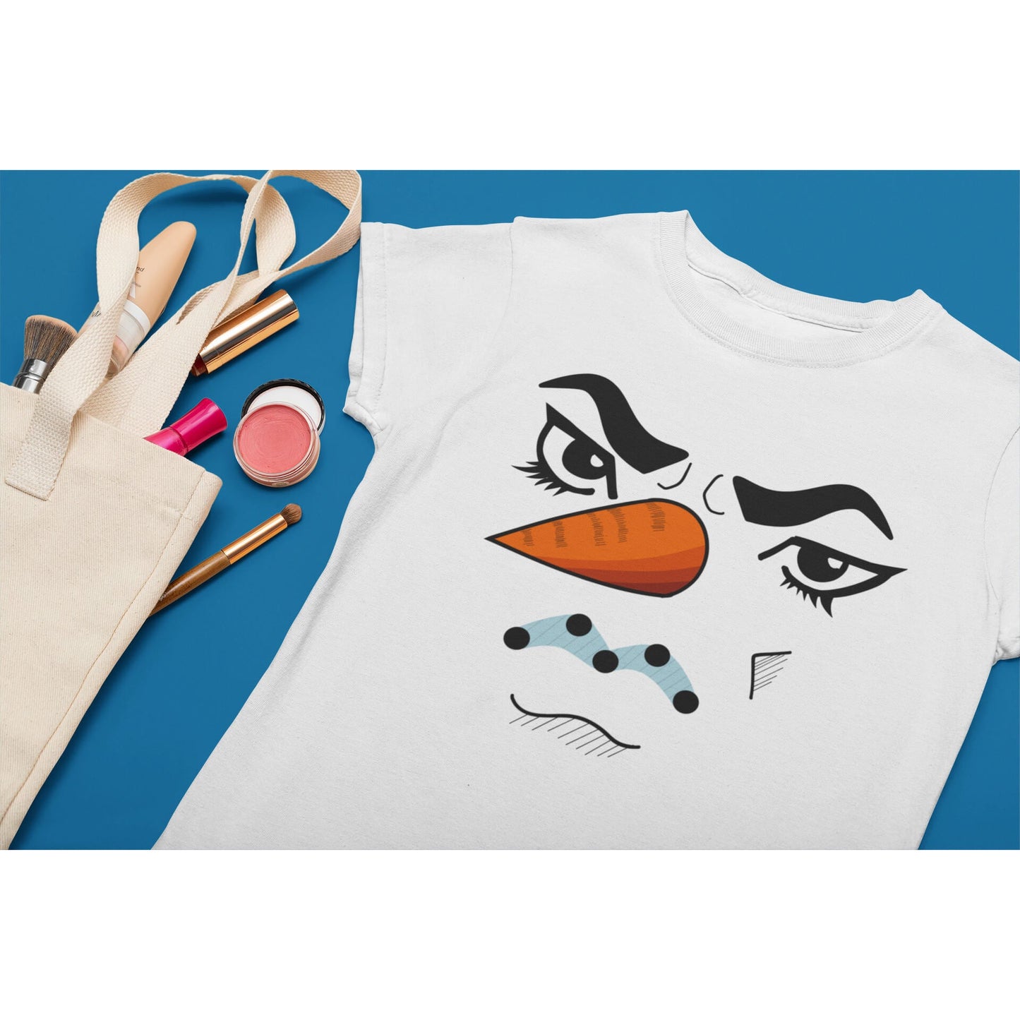 Dio Snowman Face T-Shirt mit V-Ausschnitt für Frauen