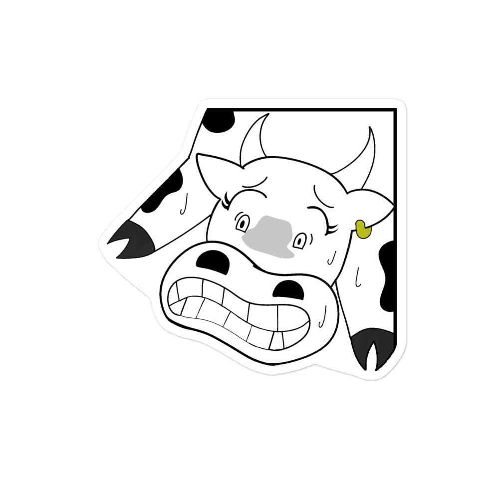 Nervous Cow Sticker