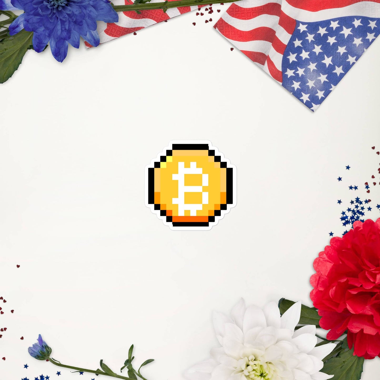 Moneda de Bitcoin Pixel Art Pegatina