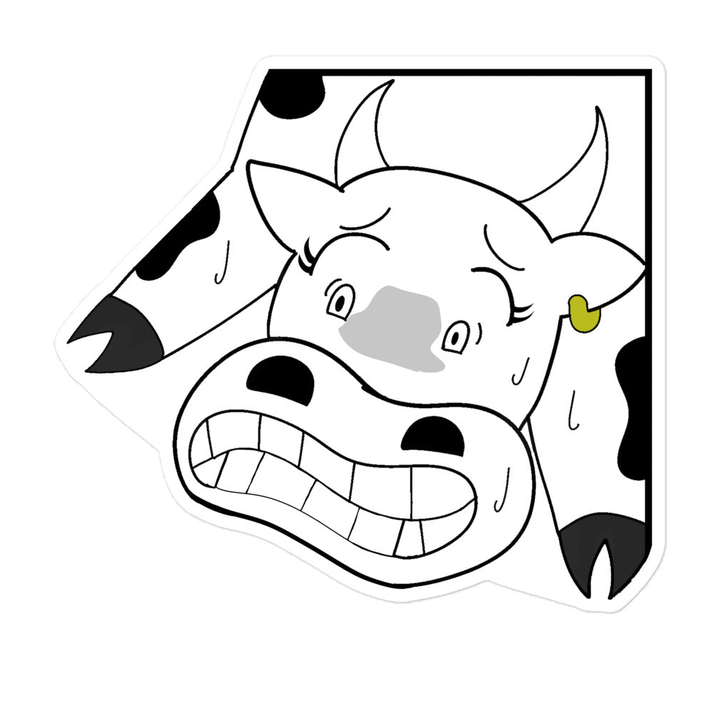 Nervous Cow Sticker