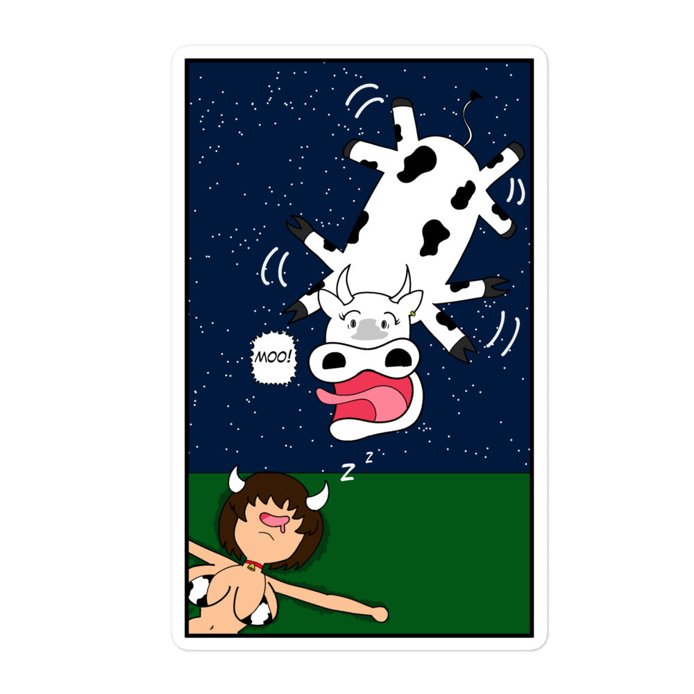 Cow Abduction Anime Sticker